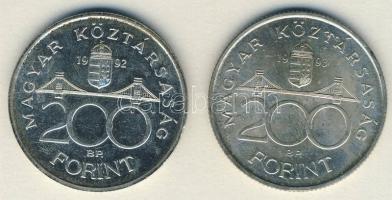 1992-93. 200Ft Ag "MNB" (2x) T:BU,2