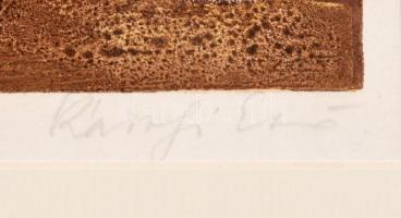 Károlyi Ernő (1923-2016): Csendélet. Linómetszet, papír, jelzett. Lap széle kissé foltos. Paszpartub...