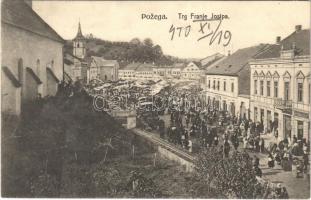1910 Pozsega, Pozega; Trg Franje Josipa / square, market / piac