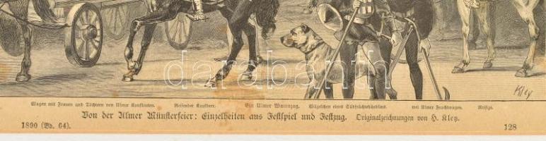 1890 Ulmer Münsterfeier (Ulmi dóm ünnepségei). Litográfia, papír. Lap kissé foltos. Deutsche Illustr...