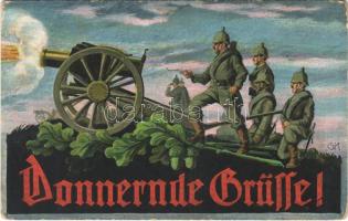 1915 Donnernde Grüsse! / WWI German military art postcard. L&P 1635. (EB)