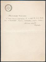 cca 1930 A Magyar Királyi Ferenc József Tudományegyetem rektora, Győrffy István által írt levél