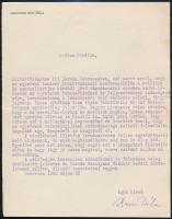 1930 Debrecen, Kun Béla (1874-1950) jogász, egyetemi tanár, debreceni egyetem rektorának gépelt levele, saját kezű aláírásával