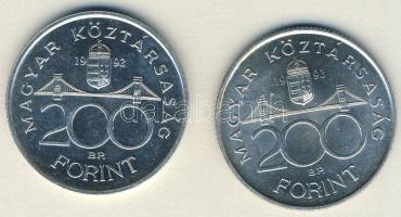 1992-93. 200Ft Ag "MNB" (2x) T:BU,2