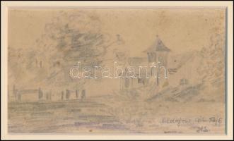 Olvashatatlan jelzéssel: Mikolajow. Ceruza, papír. Kissé foltos. Paszpartuban. 10×16,5 cm