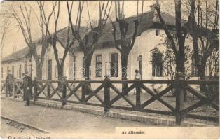 Puj, Pui; vasútállomás. Adler fényirda 1909. / railway station  (fa)