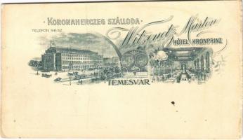 1908 Temesvár, Timisoara; Witzenetz Márton Koronaherczeg szállodája, belső / hotel interior. Art Nouveau, floral (fa)