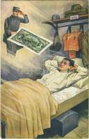 1928 Prijemny sen vojinuv / Czech military art postcard, dream of a soldier (EB)