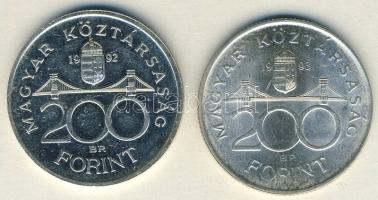 1992-93. 200Ft Ag "MNB" (2x) T:BU,2