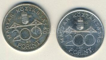 1992-93. 200Ft Ag "MNB" (2x) T:BU,2