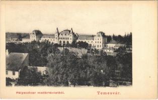 Temesvár, Timisoara; pályaudvar madártávlatból / railway station