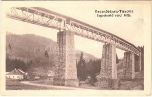 Tiszolc, Tisovec; Tiszolc-völgyi fogaskerekű vasút Breznóbánya és Tiszolc között, iparvasút, híd, viadukt / standard gauge cogwheel railway between Brezno nad Hronom and Tisovec, industrial railway viaduct (EK)
