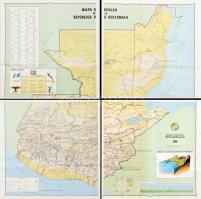 1990 Guatemala nagyméretű geográfiai térképe, 4 lapon, 1:500 000, jó állapotban