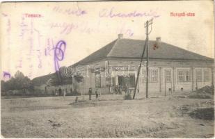 1918 Temerin, Hunyadi utca, Racsmány Dezső üzlete. Schröder kiadása / street, shops (EK)