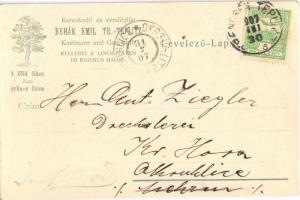 1907 Trencsénteplic, Trencianske Teplice; Rehák Emil kereskedő és vendéglős "A Zöld Fához"...