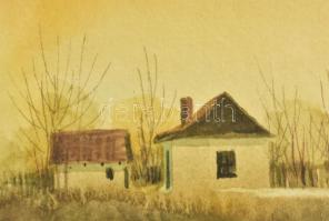 Barsi Ferenc (?-): Tanya. Akvarell, papír, jelzett. Üvegezett fa keretben. 7,5x10,5 cm