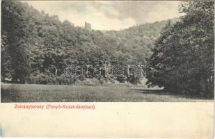 1915 Fenyőkosztolány, Jedlové Kostolany; Zsivány torony, vártorony. Kiadja Brunczlik Imre / castle tower ruins