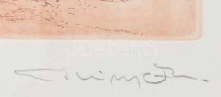 Kiss Péter (1957-): Lovak. Rézkarc, papír, jelzett. Számozott: 66/100. Üvegezett fa keretben. 8,5x12...