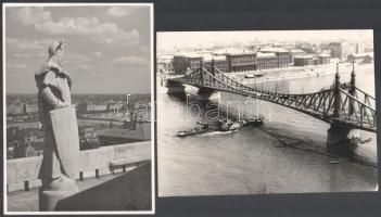 1928-1938 Budapest 4 db fotó a városról Vár, Ferenc József híd, 18x15 cm