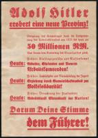 cca 1936 Adolf Hitlert éltető választási röplap. 15x21 cm