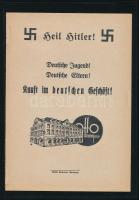 cca 1936 Vásárolj német üzletben. Adolf Hitlert éltető horogkeresztes reklám röplap. 15x21 cm