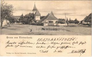 Kissink, Kleinschenk, Cincu Mic, Cincsor; Evangélikus templom, tér. Rudolf Reinerth kiadása / church and square