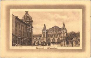 1915 Temesvár, Timisoara; pályaudvar, vasútállomás, villamos / railway station, tram