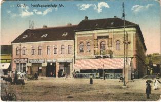 Torda, Turda; Vallásszabadság tér, Ariesana, Kohn Adolf, Biluska Gerő, Jánossy és Társa, Papp Miklós üzlete / square, shops