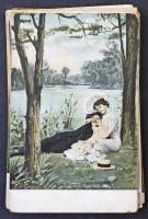 Kb. 100 db RÉGI (1900-1920) motívum képeslap vegyes minőségben: zsáner lapok, hölgyek, benne szép bé...