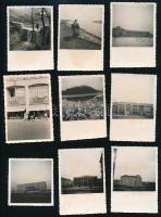 1955 Sztálinváros / Dunaújváros, 12 db feliratozott fotó, 6×6 és 6×9 cm