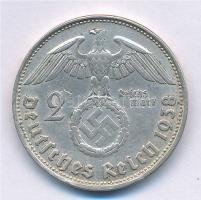Német Harmadik Birodalom 1938B 2M Ag "Hindenburg" T:2 German Third Reich 1938B 2 Mark Ag &...