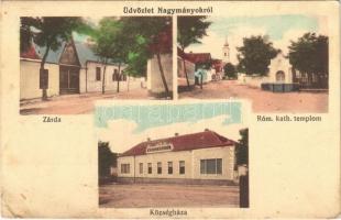 1917 Nagymányok, zárda, községháza, római katolikus templom (EK)