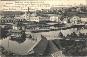 1913 Vízakna, Salzburg, Ocna Sibiului; Meleg fürdő a Rákóczi és Bercsényi tóval. Hecht Ottó kiadása / spa and lake