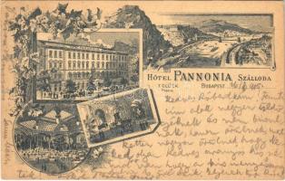 1905 Budapest VIII. Hotel Pannonia szálloda reklámlapja, belsők. Art Nouveau, floral (EK)