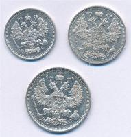 Orosz Birodalom 1914. 10k Ag + 15k Ag + 20k Ag T:1-,2
Russian Empire 1914. 10 Kopecks Ag + 15 Kopec...