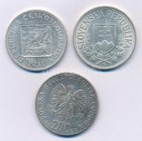 Vegyes: Csehszlovákia 1931. 10K Ag + Szlovákia 1941. 20K Ag "Cirill és Metód" + Lengyelors...