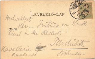 1904 Budapest I. Buzik András Diófa vendéglője, belső, kert pincérekkel. Karácsonyi utca 17. (EB)