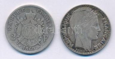 Franciaország / Második Császárság 1869BB 2Fr Ag "III. Napóleon" Strasbourg + Franciaorszá...