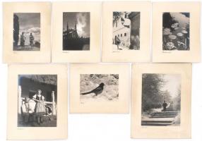 cca 1930 7 db művészi fotó, közötte Tabánt ábrázoló is.. Kartonon, címmel. 21x25 cm