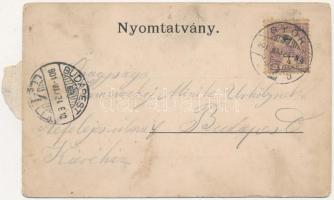 1901 Győr, Széchenyi tér, Izraelita templom, zsinagóga, piac. Art Nouveau, floral (b)