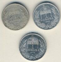 1894-1914. 1K Ag (3x) mind klf évszámmal T:2,3
