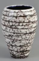 Fekete-fehér retro kerámia váza. Mázas kerámia. Jelzett. hibátlan. 19 cm