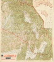 1942 Székelyföld térképe, 1:200 000, M. Kir. Honvéd Térképészeti Intézet, szakadással, 100×81 cm