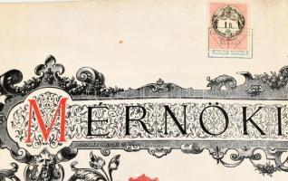 1891 Mérnöki diploma kecskebőrön, függő viaszpecséttel 62x44 cm