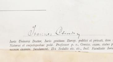 1907 Jogi, jogász diploma kecskebőrön, függő viaszpecséttel Ponori Török (Thewrewk ) Aurél (1842-191...