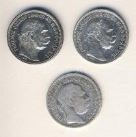 1893-1914. 1K Ag (3x) mind klf évszámmal T:2/3,3