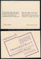 1936-1944 Vegyes papírrégiség: meghívó karpaszományos iskola táncestélyére, Országos Frontharcos Szövetség, Vöröskereszt Honvéd Bajtársi Rádiószolgálat, 4 db
