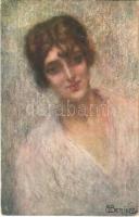 Italian lady art postcard. Proprieta artistica riservata 2000/1. s: M. Bettinelli (EK)