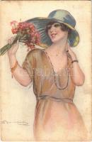 1924 Italian lady art postcard. Proprieta artistica riservata 506-6. s: Bompard (fl)