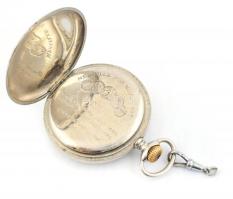 Fém tokos Doxa zsebóra, jelzett tok, jelzett szerkezettel,.szép számlappal, működőképes, d:55 mm